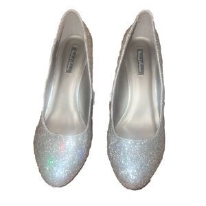 MICHAEL ANTONIO 3" SILVER GLITTER WOMENS HEELS SIZE‎ 10